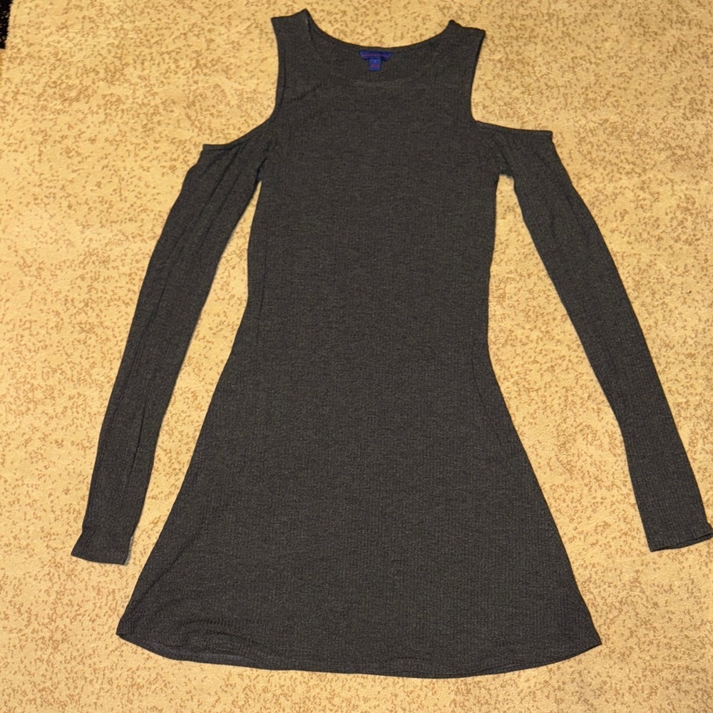 Aeropostale Dark Gray Cold Shoulder Dress